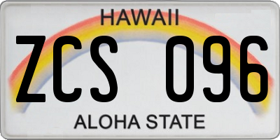 HI license plate ZCS096