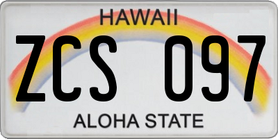 HI license plate ZCS097
