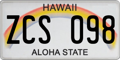 HI license plate ZCS098