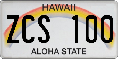 HI license plate ZCS100