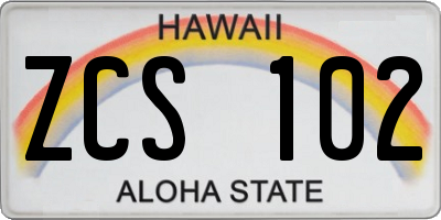 HI license plate ZCS102