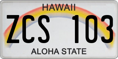 HI license plate ZCS103
