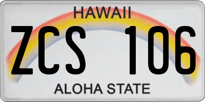 HI license plate ZCS106