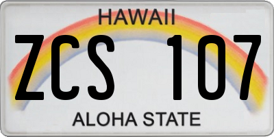 HI license plate ZCS107