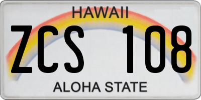 HI license plate ZCS108