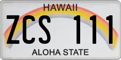 HI license plate ZCS111
