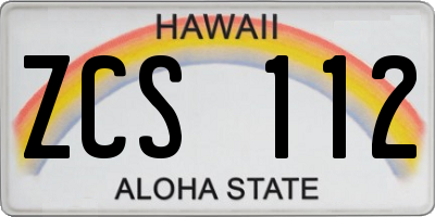 HI license plate ZCS112