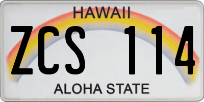 HI license plate ZCS114