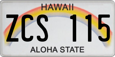 HI license plate ZCS115
