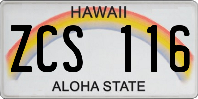 HI license plate ZCS116