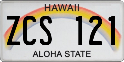 HI license plate ZCS121