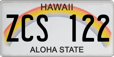 HI license plate ZCS122