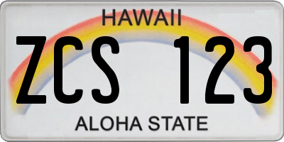 HI license plate ZCS123