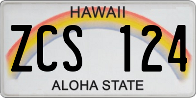 HI license plate ZCS124