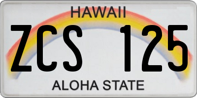 HI license plate ZCS125