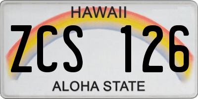 HI license plate ZCS126