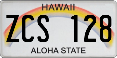 HI license plate ZCS128