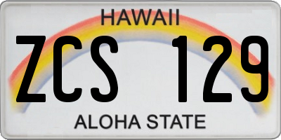 HI license plate ZCS129