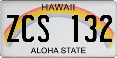 HI license plate ZCS132