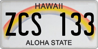 HI license plate ZCS133