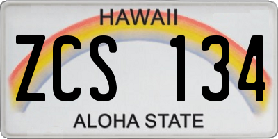 HI license plate ZCS134