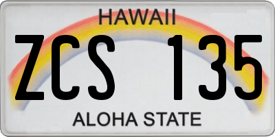 HI license plate ZCS135