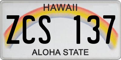 HI license plate ZCS137