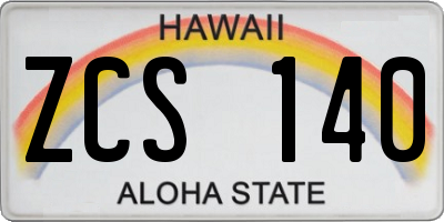 HI license plate ZCS140
