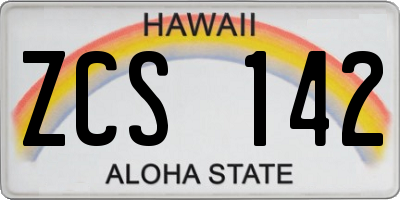 HI license plate ZCS142