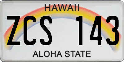HI license plate ZCS143