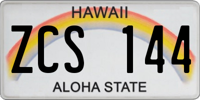 HI license plate ZCS144