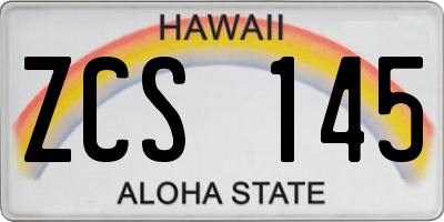 HI license plate ZCS145