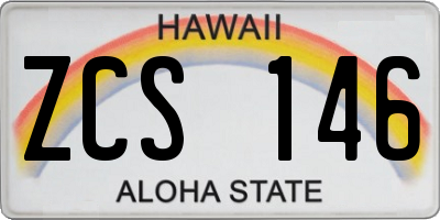 HI license plate ZCS146