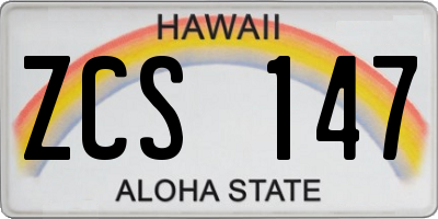 HI license plate ZCS147