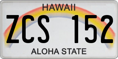 HI license plate ZCS152