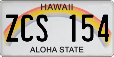 HI license plate ZCS154