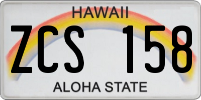 HI license plate ZCS158