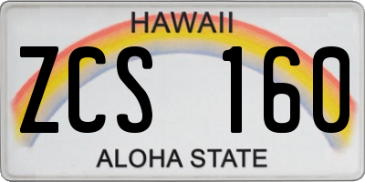 HI license plate ZCS160