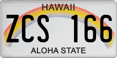 HI license plate ZCS166