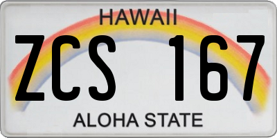HI license plate ZCS167