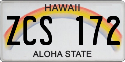 HI license plate ZCS172