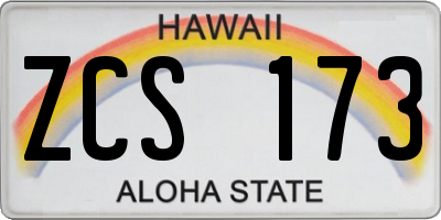 HI license plate ZCS173