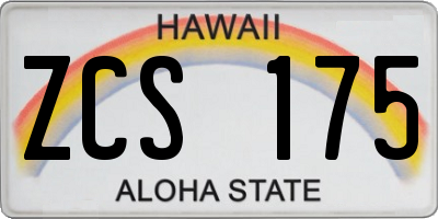 HI license plate ZCS175