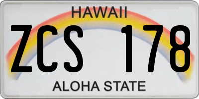 HI license plate ZCS178