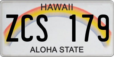 HI license plate ZCS179
