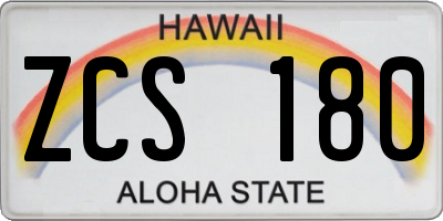 HI license plate ZCS180
