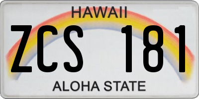 HI license plate ZCS181
