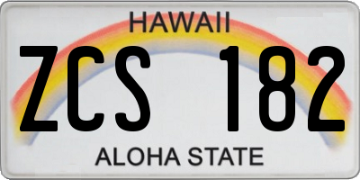 HI license plate ZCS182