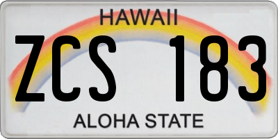 HI license plate ZCS183