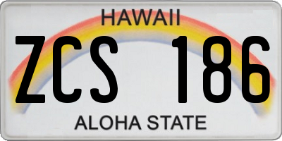 HI license plate ZCS186